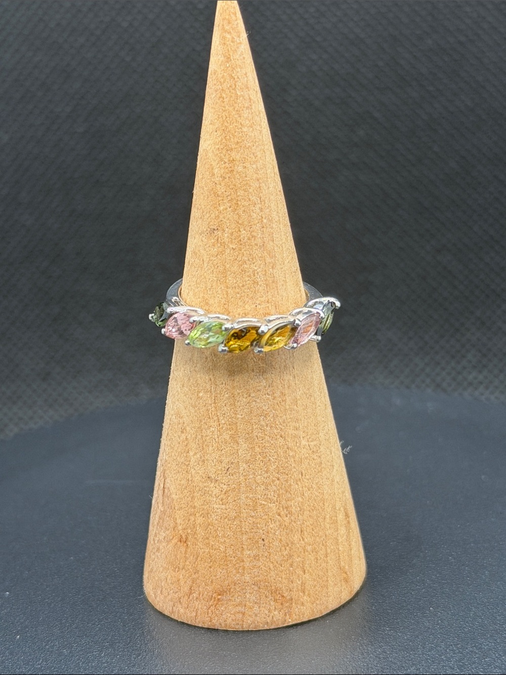 Multicolor Marquise Tourmaline  7 stone Band Ring women Jewelry size 6
